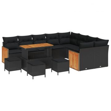 vidaXL Set de canapele pentru grădină 13 pcs Negru 110 x 55 x 71 cm