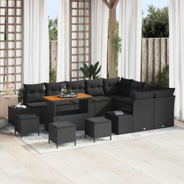 vidaXL Set de canapele pentru grădină 13 pcs Negru 110 x 55 x 71 cm