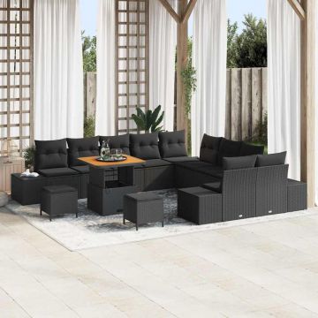 vidaXL Set de canapele pentru grădină 13 pcs Negru 80 x 80 x 71 cm