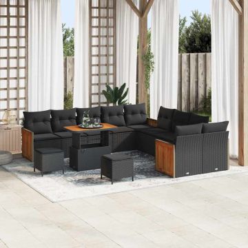 vidaXL Set de canapele pentru grădină 13 pcs Negru 90 x 55 x 71 cm
