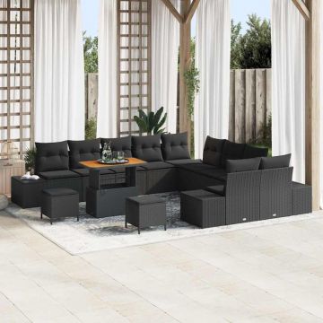 vidaXL Set de canapele pentru grădină 13 pcs Negru 90 x 55 x 71 cm