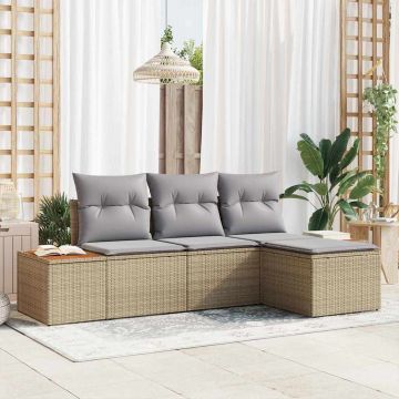 vidaXL Set de canapele pentru grădină 4 pcs bej și gri deschis