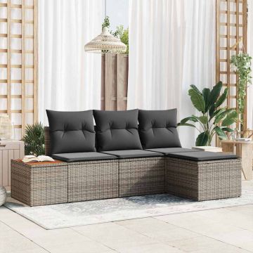vidaXL Set de canapele pentru grădină 4 pcs Gri 184 x 62 x 85 cm