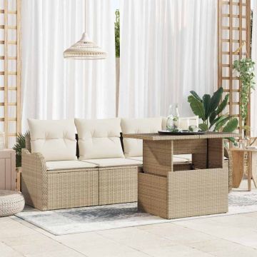 vidaXL Set de canapele pentru grădină 5 pcs Bej 100 x 55 x 73 cm