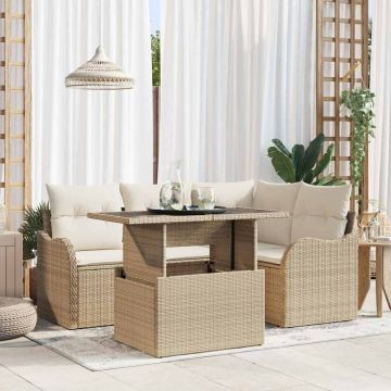vidaXL Set de canapele pentru grădină 5 pcs Bej 100 x 55 x 73 cm