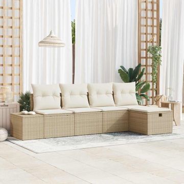 vidaXL Set de canapele pentru grădină 5 pcs Bej 55 x 62 x 69 cm