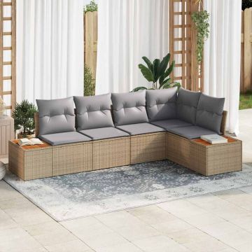 vidaXL Set de canapele pentru grădină 5 pcs bej și gri deschis