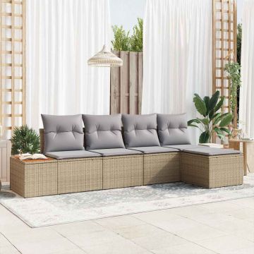 vidaXL Set de canapele pentru grădină 5 pcs bej și gri deschis