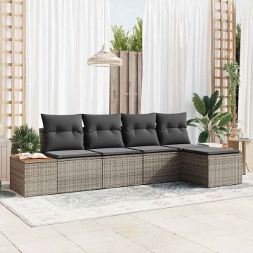 vidaXL Set de canapele pentru grădină 5 pcs Gri 184 x 62 x 85 cm