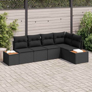 vidaXL Set de canapele pentru grădină 5 pcs Negru 264 x 154 x 85 cm