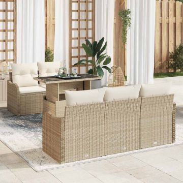 vidaXL Set de canapele pentru grădină 6 pcs Bej 100 x 55 x 73 cm