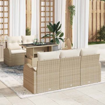 vidaXL Set de canapele pentru grădină 6 pcs Bej 100 x 55 x 73 cm