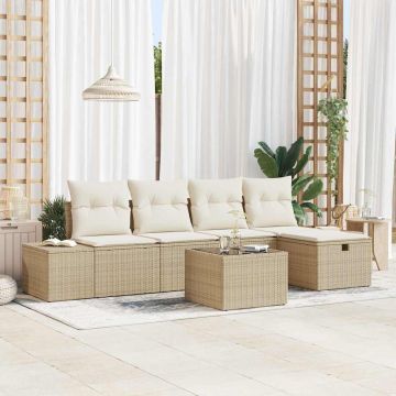 vidaXL Set de canapele pentru grădină 6 pcs Bej 55 x 62 x 69 cm