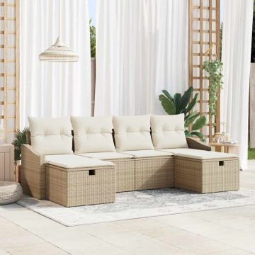 vidaXL Set de canapele pentru grădină 6 pcs Bej 55 x 62 x 69 cm