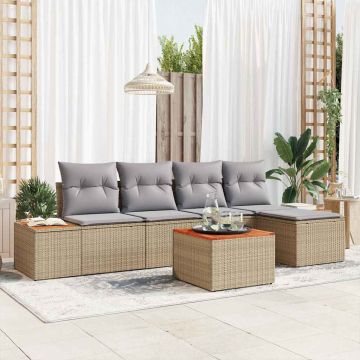 vidaXL Set de canapele pentru grădină 6 pcs bej și gri deschis