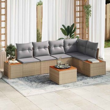 vidaXL Set de canapele pentru grădină 6 pcs bej și gri deschis