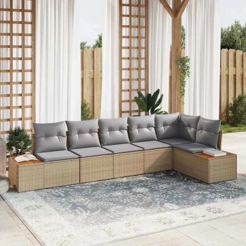 vidaXL Set de canapele pentru grădină 6 pcs bej și gri deschis
