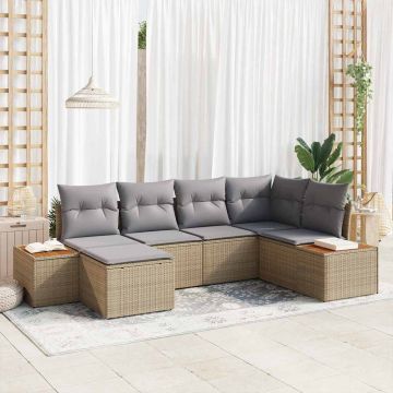 vidaXL Set de canapele pentru grădină 6 pcs bej și gri deschis