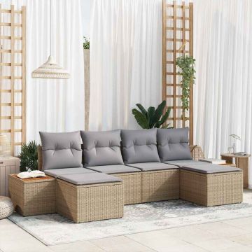 vidaXL Set de canapele pentru grădină 6 pcs bej și gri deschis