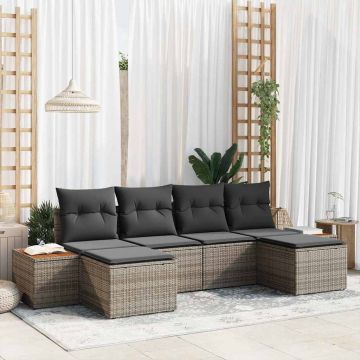 vidaXL Set de canapele pentru grădină 6 pcs Gri 184 x 62 x 85 cm