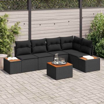 vidaXL Set de canapele pentru grădină 6 pcs Negru 264 x 154 x 85 cm