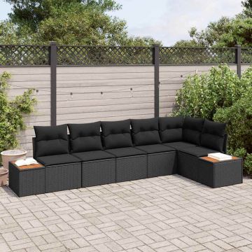 vidaXL Set de canapele pentru grădină 6 pcs Negru 319 x 154 x 85 cm