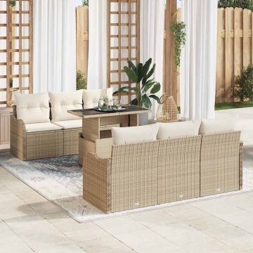 vidaXL Set de canapele pentru grădină 7 pcs Bej 100 x 55 x 73 cm