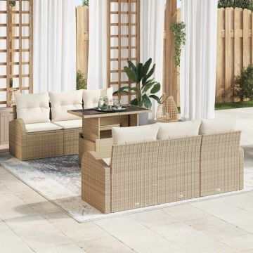 vidaXL Set de canapele pentru grădină 7 pcs Bej 100 x 55 x 73 cm