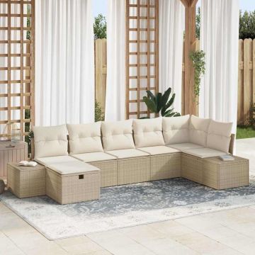 vidaXL Set de canapele pentru grădină 7 pcs Bej 55 x 62 x 69 cm