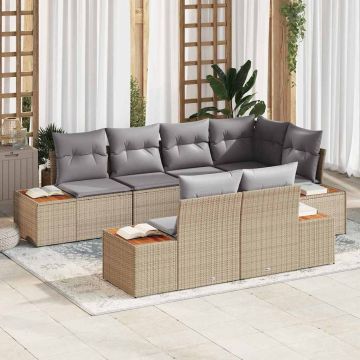 vidaXL Set de canapele pentru grădină 7 pcs bej și gri deschis