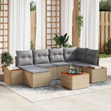 vidaXL Set de canapele pentru grădină 7 pcs bej și gri deschis