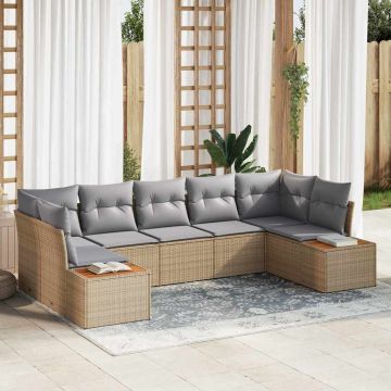 vidaXL Set de canapele pentru grădină 7 pcs bej și gri deschis