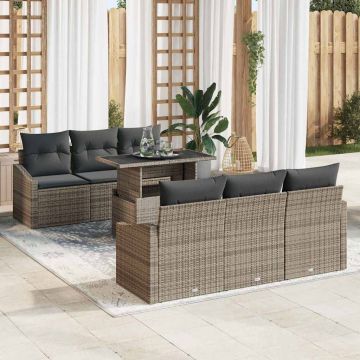 vidaXL Set de canapele pentru grădină 7 pcs Gri 100 x 55 x 73 cm