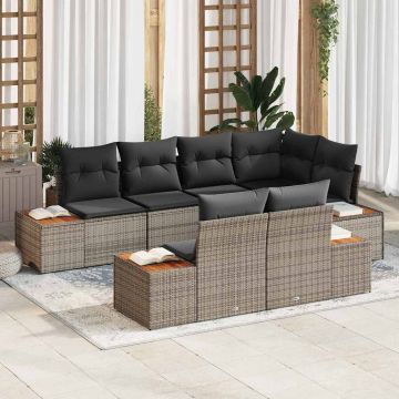 vidaXL Set de canapele pentru grădină 7 pcs Gri 264 x 154 x 85 cm