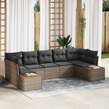 vidaXL Set de canapele pentru grădină 7 pcs Gri 289 x 154 x 85 cm