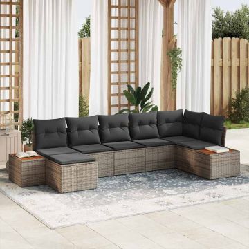 vidaXL Set de canapele pentru grădină 7 pcs Gri 319 x 154 x 85 cm