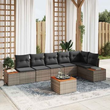 vidaXL Set de canapele pentru grădină 7 pcs Gri 319 x 154 x 85 cm