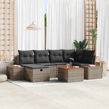 vidaXL Set de canapele pentru grădină 7 pcs Gri 55 x 62 x 69 cm