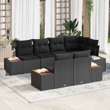 vidaXL Set de canapele pentru grădină 7 pcs Negru 264 x 154 x 85 cm