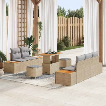 vidaXL Set de canapele pentru grădină 8 pcs Beige și gri deschis