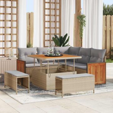 vidaXL Set de canapele pentru grădină 8 pcs Beige și gri deschis