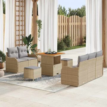 vidaXL Set de canapele pentru grădină 8 pcs Beige și gri deschis