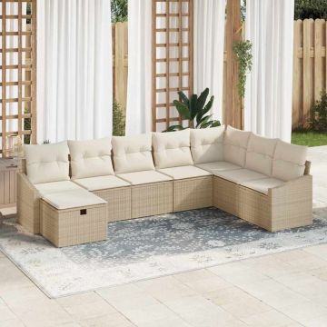vidaXL Set de canapele pentru grădină 8 pcs Bej 55 x 62 x 69 cm