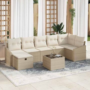 vidaXL Set de canapele pentru grădină 8 pcs Bej 55 x 62 x 69 cm
