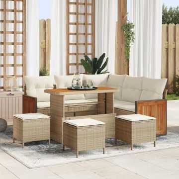 vidaXL Set de canapele pentru grădină 8 pcs Bej și crem