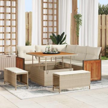 vidaXL Set de canapele pentru grădină 8 pcs Bej și crem