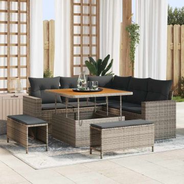 vidaXL Set de canapele pentru grădină 8 pcs Gri 100 x 100 x 71 cm