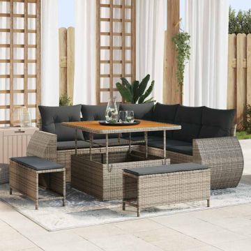 vidaXL Set de canapele pentru grădină 8 pcs Gri 100 x 100 x 71 cm