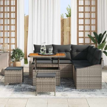 vidaXL Set de canapele pentru grădină 8 pcs Gri 90 x 55 x 71 cm