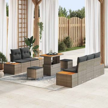 vidaXL Set de canapele pentru grădină 8 pcs Gri deschis și gri închis